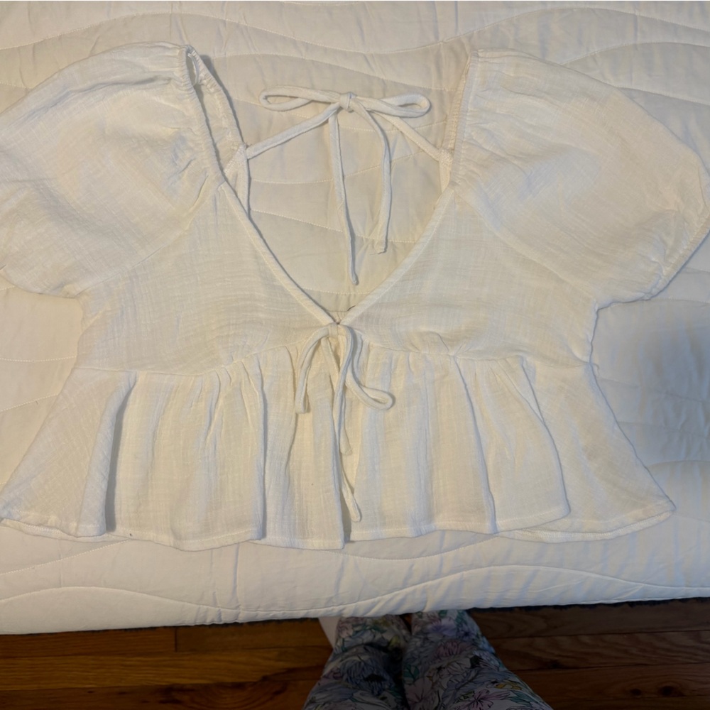 White Flowy Top